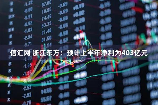 信汇网 浙江东方：预计上半年净利为403亿元