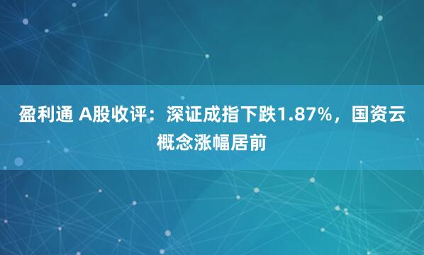 盈利通 A股收评：深证成指下跌1.87%，国资云概念涨幅居前